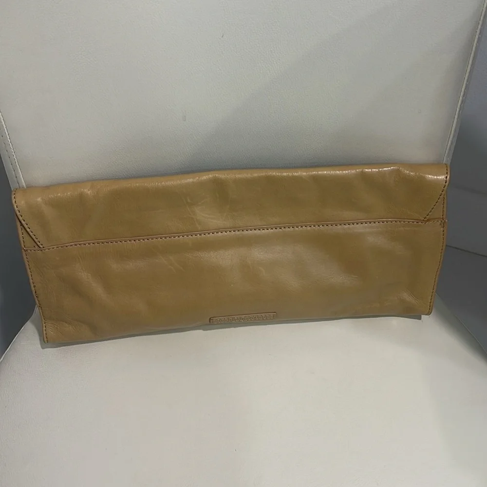 BCBG Maxazria Camel & Black Leather Clutch Bag with Duster Bag